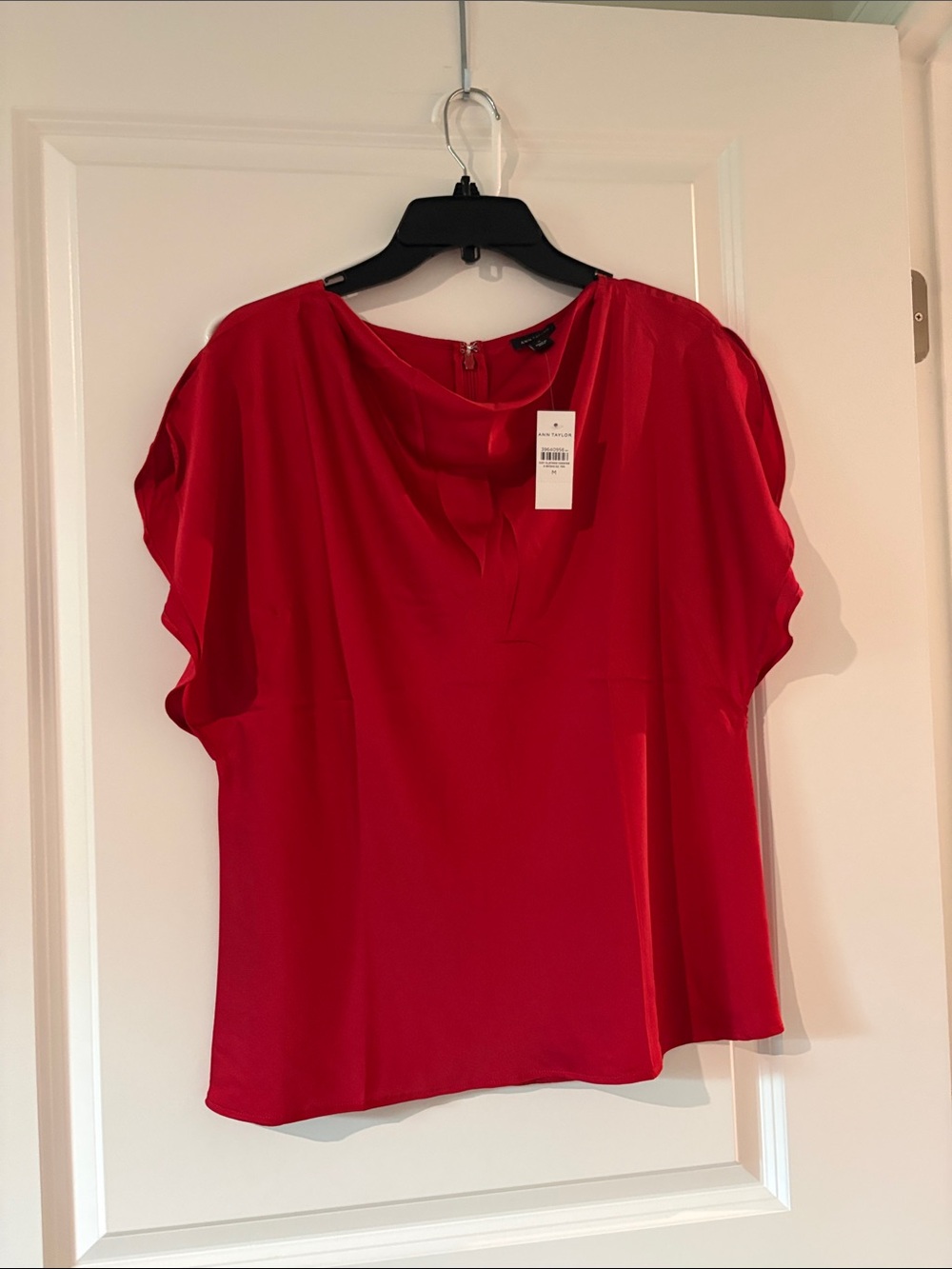 Ann Taylor Red Short-Sleeve Blouse